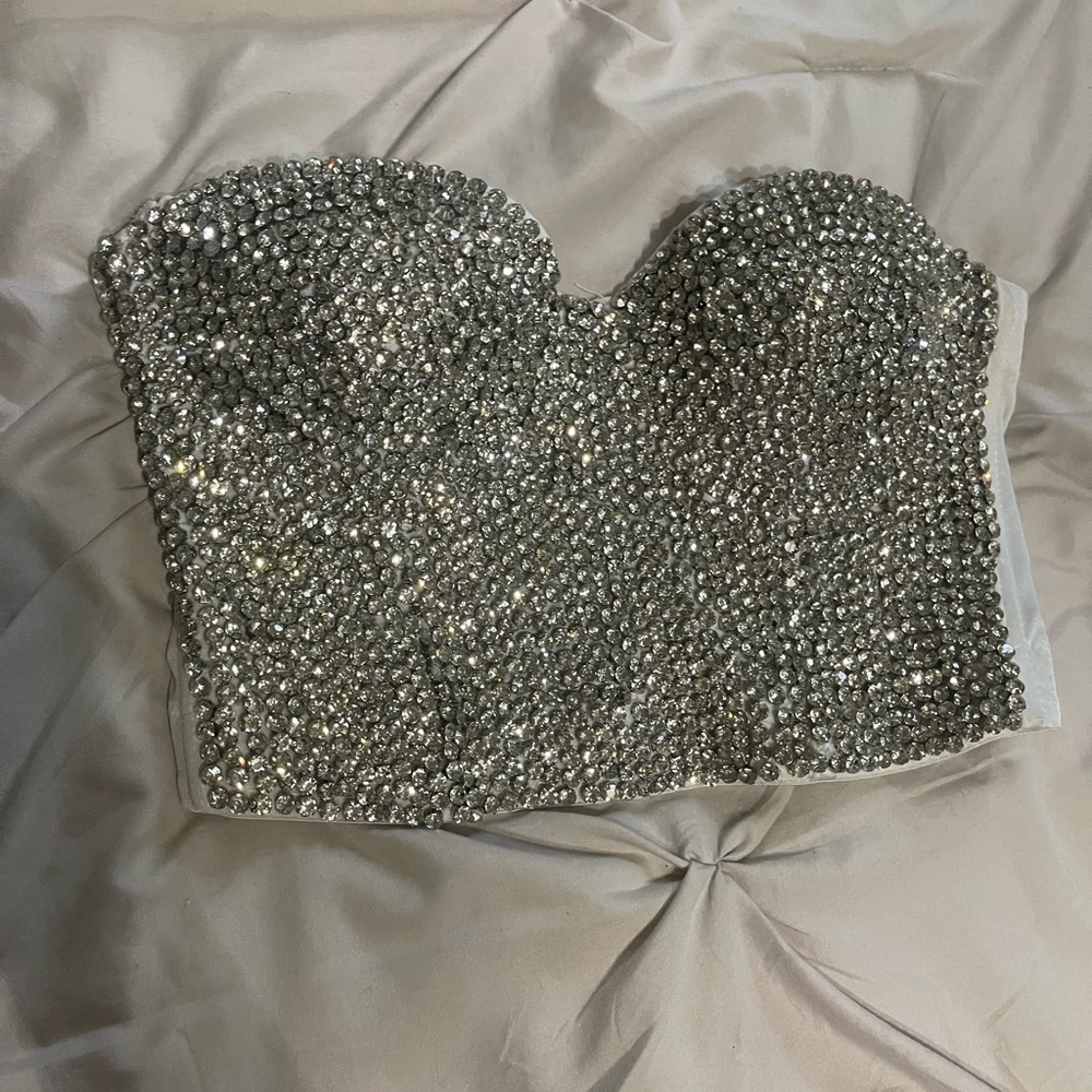 Windsor Silver Embellished Bustier Top